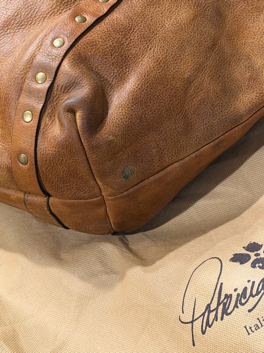 Patricia Nash Brown Genuine Italian Leather Studded Tote Bag - Picture 10 of 15